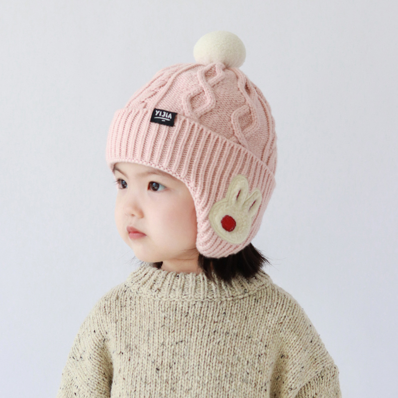 子供の帽子秋と冬の赤ちゃん幼児ウール帽子男の子耳保護帽子女の子肥厚ニット帽子冬の女性