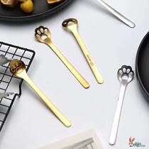 Cat Claw Spoon Creative 304 Stainless Steel Cartoon Hollow Coffee Spoon Dessert Spoon Ice Cream Stirring Spoon Stainless Steel Tableware