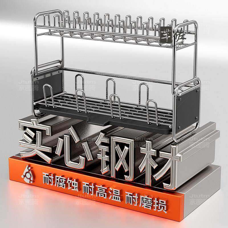 Dish Rack with Drainage, Large Capacity, Kitchen Rack for Bowls, Plates, and Cutlery, Water-Draining Storage Rack, New