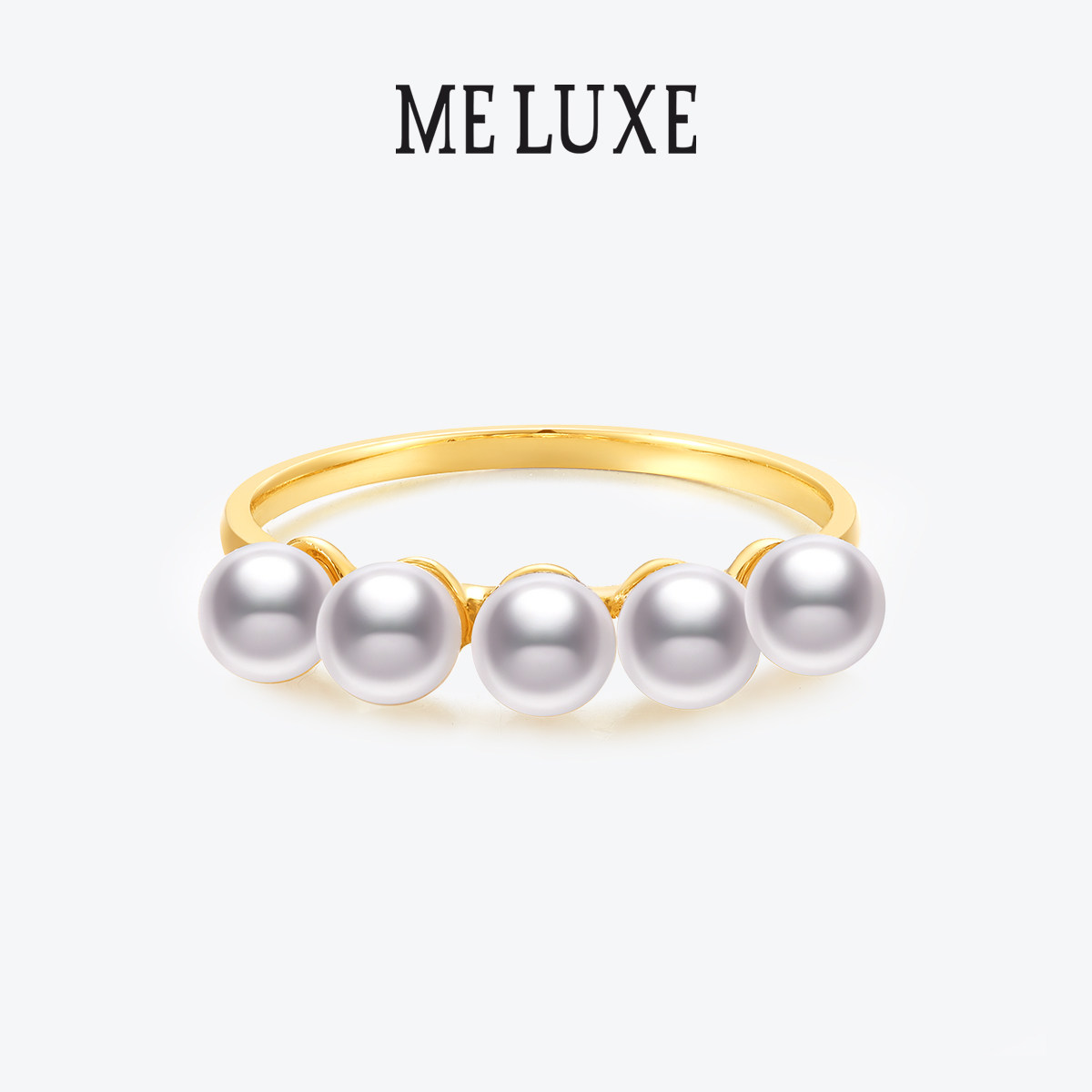 MELUXE Japanese akoya seawater small pearl ring women's 18K gold high-end proposal marriage couple ring