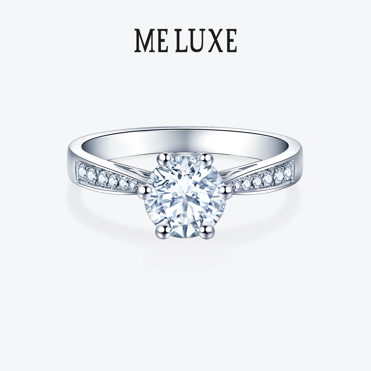 MELUXE white gold real diamond ring 1 carat real diamond wedding proposal diamond ring couple high-end loose diamond