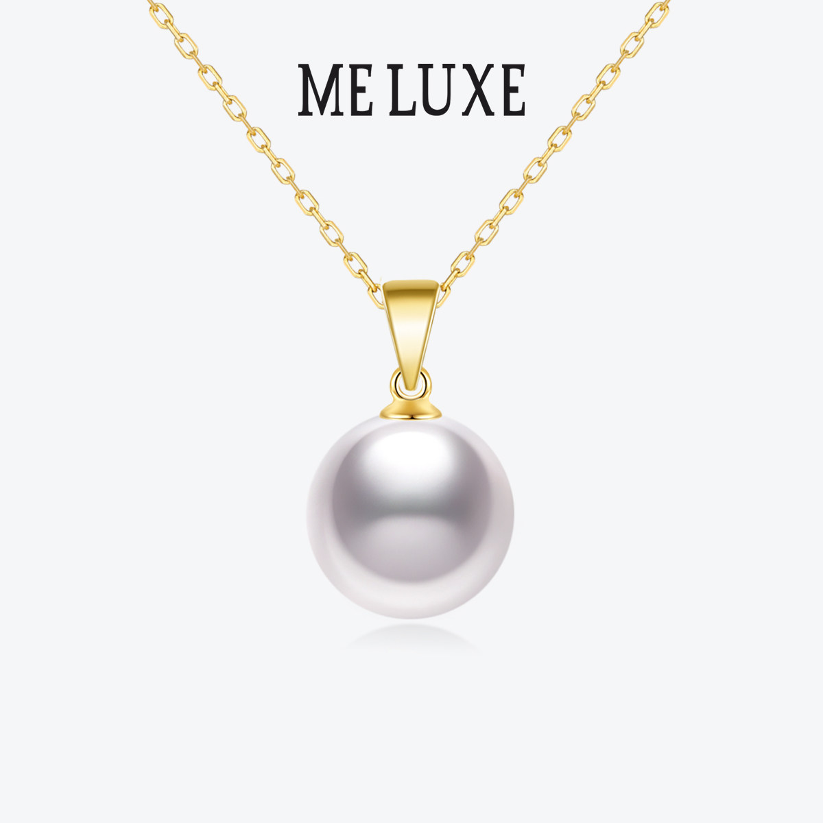 MELUXE Yellow 18K Gold Freshwater Pearl Pendant Necklace Female Single Small Light Bulb Round White Simple Clavicle Chain