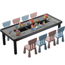 Solid wood childrens multifunctional building block table extra large compatible with Lego large particle game toy table large storage