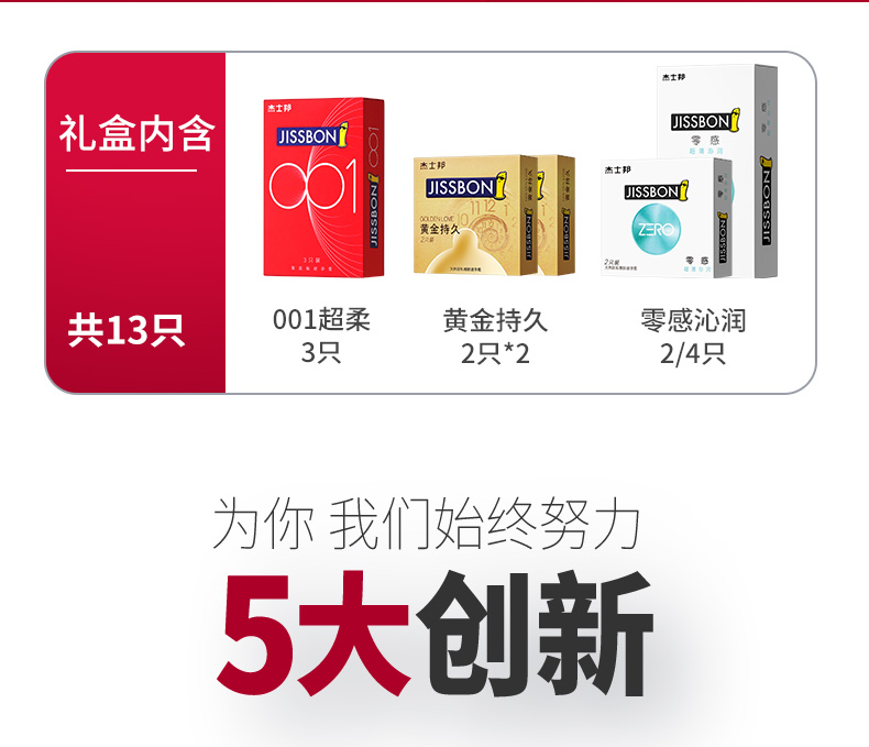 杰士邦 高端系列 001黄金吃菊避孕套 13只 图2