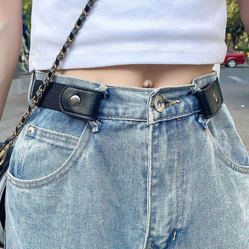 Trace-free elastic jeans belt student female without button of a lazy lazy tight belt lady
