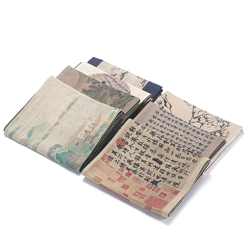 Hege Zen tea table table flag Vintage style cotton linen cloth art Tea table Tea table mat Tea ceremony Kung Fu tea set Tea cloth