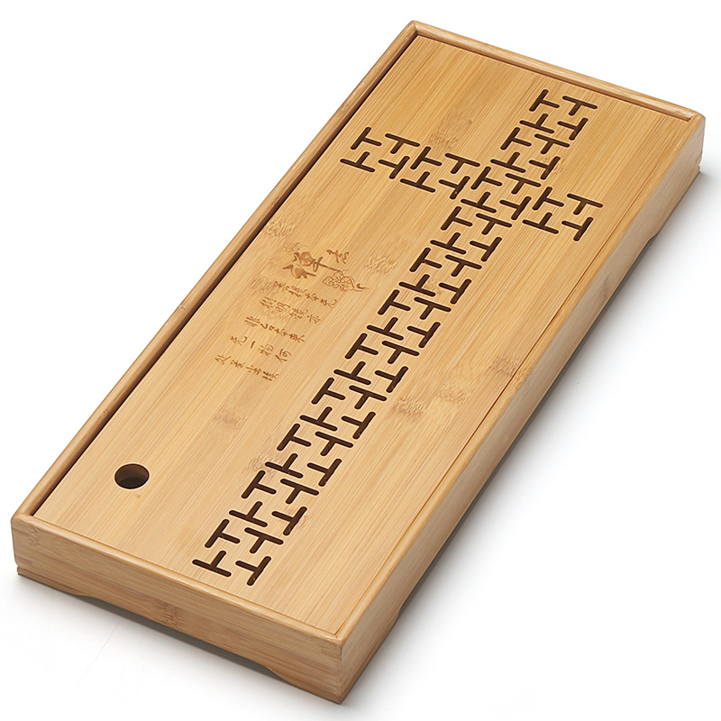 Hego solid wood bamboo tea sea tea tray household water storage and drainage simple teahouse bamboo small teahouse