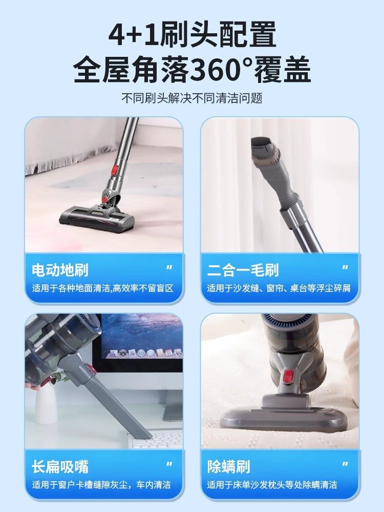 Haier Wireless Vacuum Cleaner for Home Use, Large Suction Power, Ultraviolet Mite Remover, Small Handheld Vacuum Cleaner, Suction and Mopping All-In-One Machine