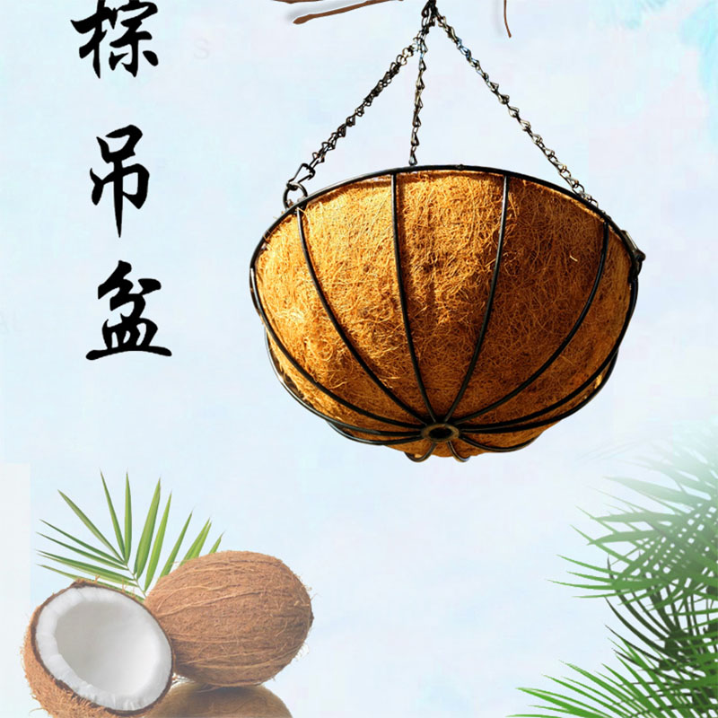 Coconut palm hanging basket flowerpot garden wall hanging succulent plant golden kudzu hanging hanging pot growing vegetables half wall hanging pot