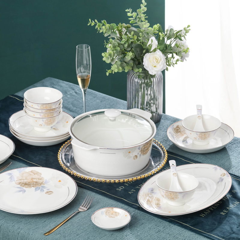 Cutlery Bowl DISH SUIT HOME 60 HEAD BOWLS PAN-O-O-STYLE CERAMIC CHOPSTICK PLATE COMBINED SEND COURTESY BRIEF YOYA CLEAR MICROWAVE