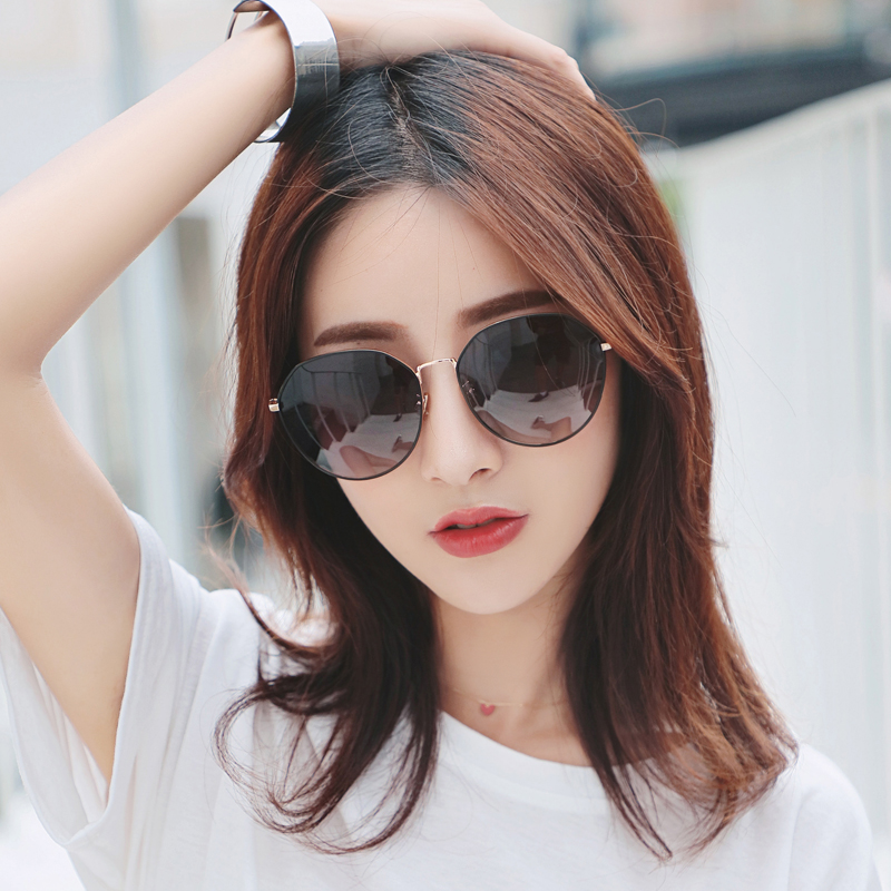 Sunglasses female round frame big face slimming male driving can be equipped with high myopia astigmatism customized sunglasses with degrees