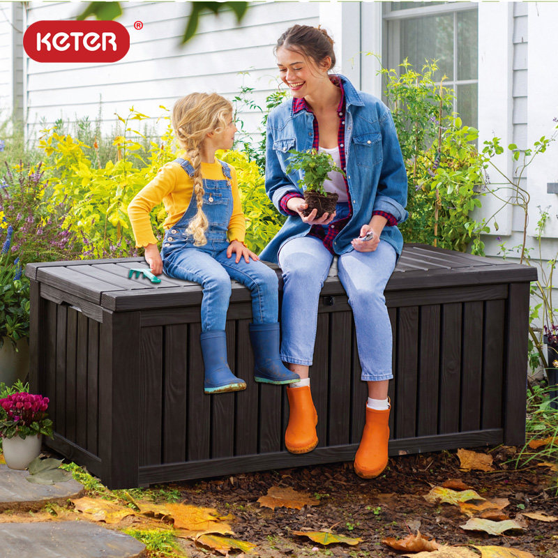 KETER ROCKWOOD outdoor large storage box storage waterproof sunscreen storage garden garden tool balcony