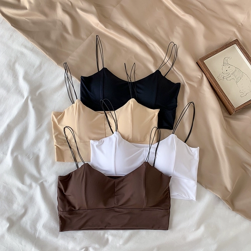 Шелковый топ с чашечками, тонкое нижнее белье для школьников, жилет, топ без лямок, бюстгальтер-топ, эффект подтяжки, красивая спина