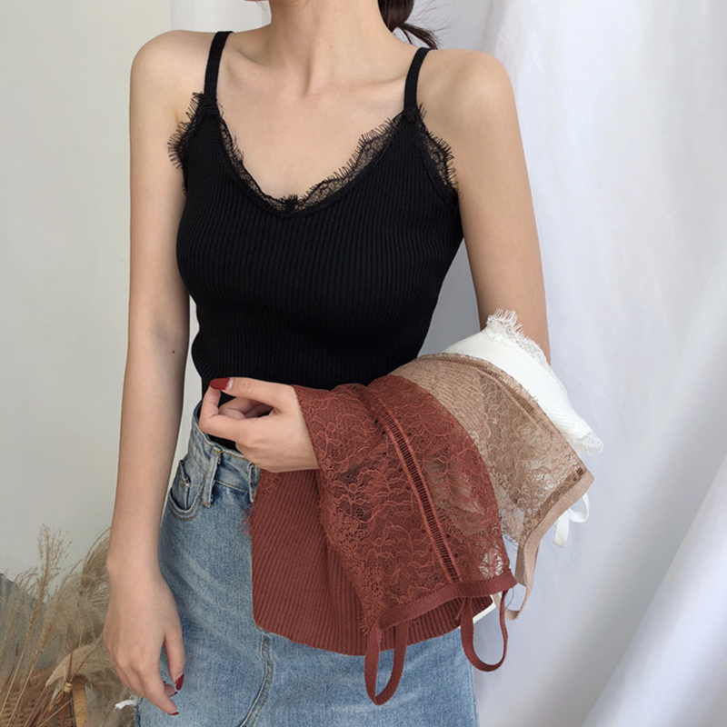 Harness Vest Woman Summer Outwear Sexy Lace Knit Bottom Inner Hitch Coat Port Taste Vintage Retro Chic Smear