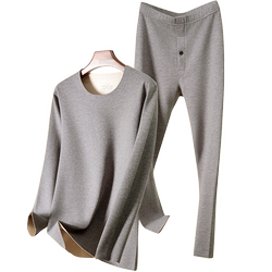 Men's Thermal Underwear Set with Fleece Lining, Thickened Wool and Silk, Heat-Generating Base Layer, Autumn and Winter