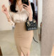 2023 spring and summer women's high-waist slit OL middle skirt one-step professional skirt