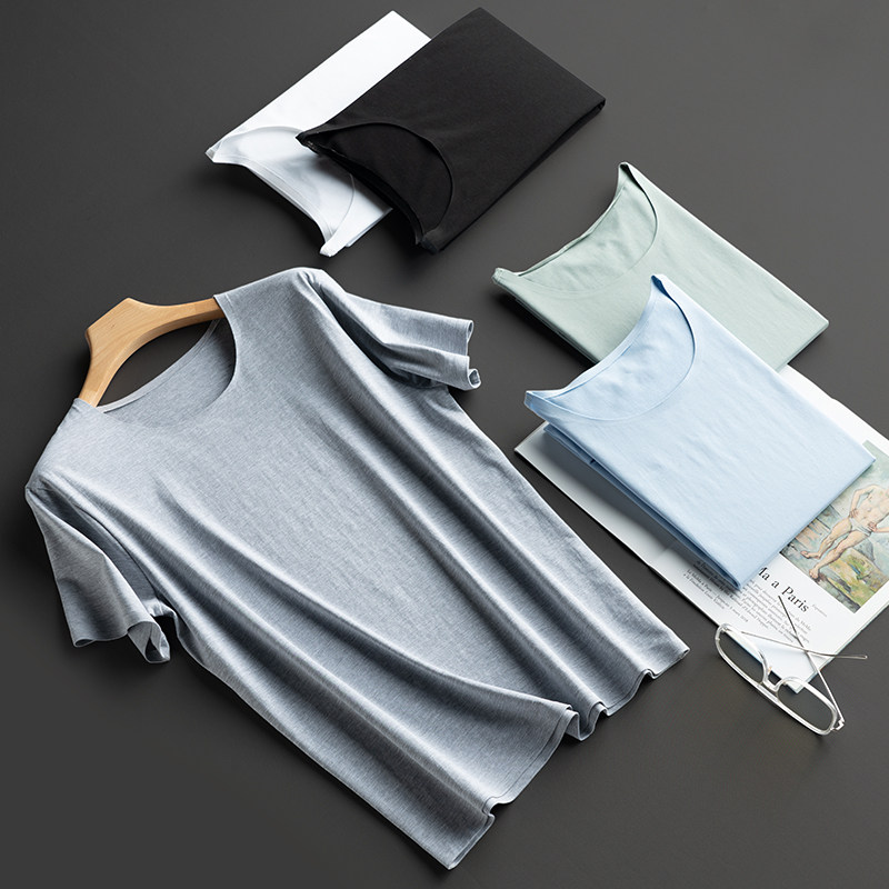 Summer short-sleeved men's t-shirt ice silk quick-drying clothes loose casual modal mercerized cotton top half-sleeved all-match
