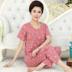 quần ngắn tay trung niên thời trang pajama set mùa xuân và mùa hè gửi mẹ có kích thước bãi mất quần áo nhà thoải mái. 