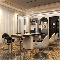 Barber mirror hair salon dedicated LED lamp perm dyeing table hairdressing mirror table stainless steel marble hairdressing shop single-sided mirror