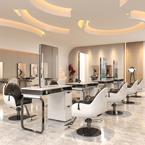 Hair salon mirror table net red barber shop single and double-sided mirror hair salon special with lamp floor mirror stainless steel hair cutting mirror