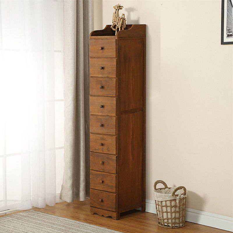 New solid wood storage cabinet Drawer Small Bucket Cabinet American Mini-Bed Head Cabinet Lockers 30cm Wide Clip Sewing Cabinet Narrow Side-Taobao