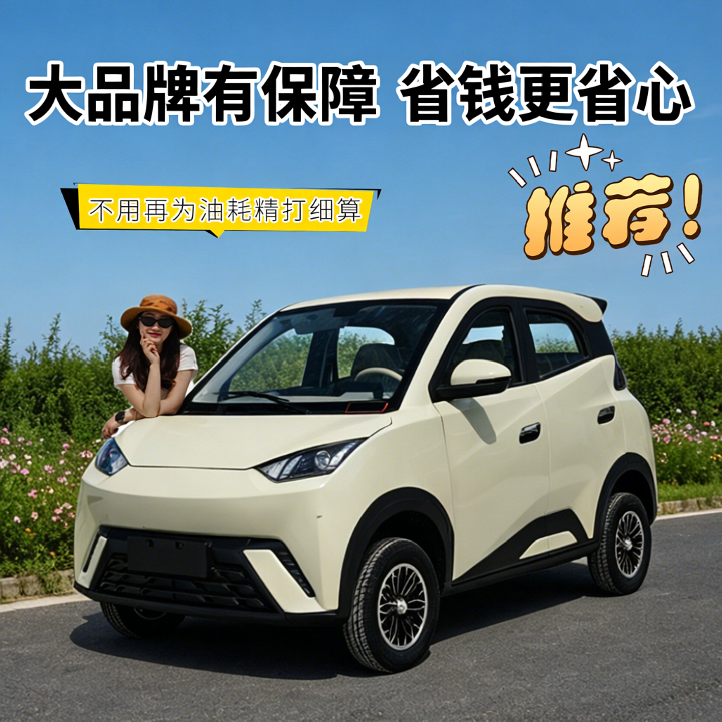家庭用新型四輪電動車両、低速モビリティスクーター、小型、ガソリン／電気動力とエアコンを搭載した完全密閉型電動車両。