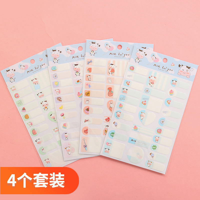 Cute Cartoon Waterproof Name Stickers Handwritten Water Cups Name Tags Stickers Children Blank Marking Mouth Taking Kindergarten Handbooks Cups Classified Self-Adhesive Ticks For Elementary School Kids Lunch Box Tags Paper