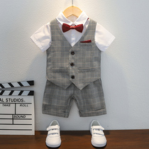 Boys suit gown suit autumn Inn Wind baby boys birthday wedding chair Childrens piano to perform the wave