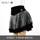 Детский модный бархатный костюм для тренировок, юбка, фигурное катание, защита при падении, с акцентом на бедрах