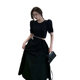 Niche design high-end waistless splicing beaded long skirt women's 2021 new French elegant temperament dress trend