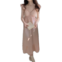 Womens summer princess style pure cotton sleeveless nightgown with breast pads and suspenders pure lust style lace can be worn outside home clothes