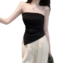One-shoulder tube top camisole womens inner wear Xia Chunxus unique and unique irregular outer wear hot girl top with slits