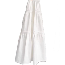 White skirt for women summer new high-waisted a-line skirt pear-shaped figure covering the crotch and slimming mid-length cake skirt