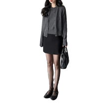 Robe à demi-corps noir Été New High Waist Display Slim Fit Nepods Hip Open Fork Skirt Pants Suit Skirt A Character Short Skirt