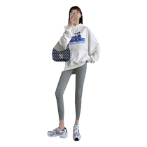 Pure cotton non-pilling gray leggings for women thickened velvet winter outer wear thin velvet high-waisted autumn pants nine-point tights