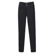 High-end goose down down pants for women in winter plus velvet and thickened high-waisted black leggings wool pants cotton-padded warm pants