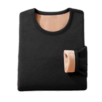 Mens thermal underwear plus velvet and thickened winter cold-proof Northeastern lamb velvet cotton sweater high-neck autumn clothes and long trousers set