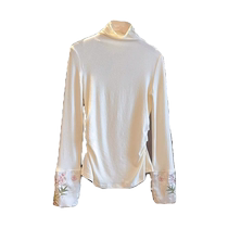 New Chinese style womens national style embroidered turtleneck bottoming shirt spring and autumn style long-sleeved T-shirt temperament slimming top