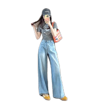 Light Blue Retro Jeans Womens Spring and Autumn 2024 New High Waisted Straight Leg Loose Versatile Wide Leg Pants Floor-Mopping Pants