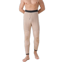 Camel hair cotton trousers mens velvet thickened winter down wool silk knee-padded trousers Northeast quilted thermal trousers