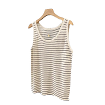 Linen Tencel striped camisole womens summer thin breathable cotton and linen sleeveless T-shirt bottoming shirt suit inner wear