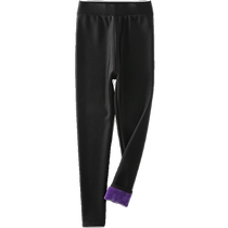 Glossy pants leggings for womens outer wear autumn and winter thickened velvet high waist tight stretch warm cotton pants silky stepping pants
