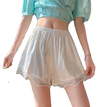 3 pack of ice silk safety pants for women in summer thin wearable pajamas anti-exposure non-curling lace bottoming short style