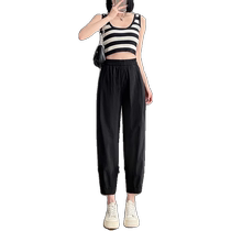 Quick-drying sports pants for women summer thin ice silk pants high-waist slim casual pants loose nine-point carrot harem pants