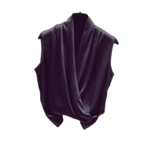 French cross V-neck camisole womens suit with versatile triacetate satin sleeveless shirt