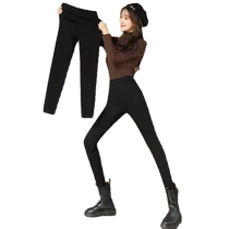 Black leggings for women autumn and winter high-waisted elastic little black pants tight-fitting elastic plus velvet thickened pencil pants