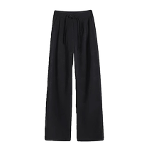 Off-white narrow wide-leg pants for women in summer straight-leg buckle new Chinese-style national style pants high-end drape suit pants