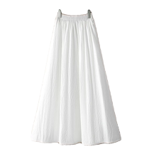 High-end linen cotton skirt for women in summer with pockets mid-length loose and slim A-line long skirt with large hem