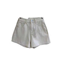 White denim shorts for women summer new style high-waisted elastic slimming casual versatile a-line wide-leg hot pants for small people