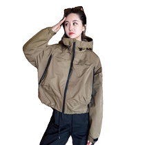 European style fashionable khaki hooded jacket for women autumn new high-end loose windproof jacket